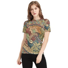 Wings-feathers-cubism-mosaic Women s Short Sleeve Rash Guard by Bedest