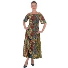 Wings-feathers-cubism-mosaic Shoulder Straps Boho Maxi Dress 