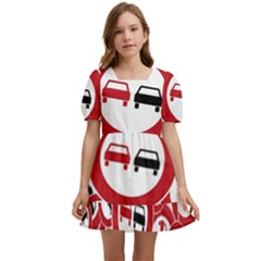 Overtaking-traffic-sign Kids  Short Sleeve Dolly Dress by Bedest