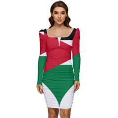 Heart-love-affection-jordan Women Long Sleeve Ruched Stretch Jersey Dress