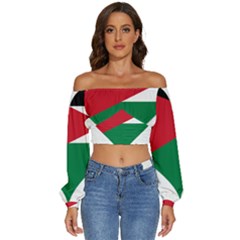 Heart-love-affection-jordan Long Sleeve Crinkled Weave Crop Top