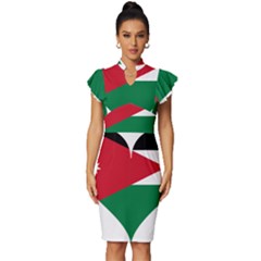 Heart-love-affection-jordan Vintage Frill Sleeve V-Neck Bodycon Dress