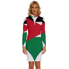 Heart-love-affection-jordan Long Sleeve Shirt Collar Bodycon Dress