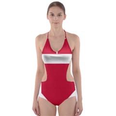 Heart-love-flag-denmark-red-cross Cut-out One Piece Swimsuit