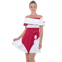 Heart-love-flag-denmark-red-cross Off Shoulder Velour Dress by Bedest