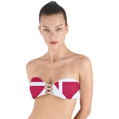 Heart-love-flag-denmark-red-cross Twist Bandeau Bikini Top by Bedest
