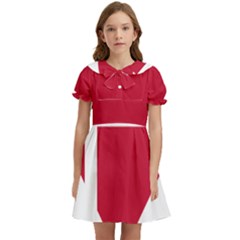 Heart-love-flag-denmark-red-cross Kids  Bow Tie Puff Sleeve Dress