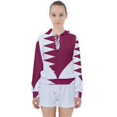 Heart-love-flag-qatar Women s Tie Up Sweat by Bedest