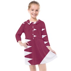 Heart-love-flag-qatar Kids  Quarter Sleeve Shirt Dress