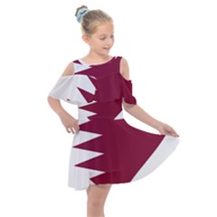 Heart-love-flag-qatar Kids  Shoulder Cutout Chiffon Dress by Bedest