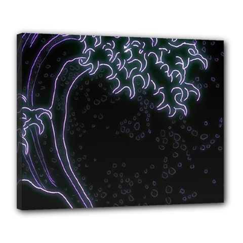 Vapor Wave Aesthetic Art Neon Asian Kanagawa Japanese Canvas 20  X 16  (stretched)