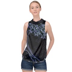 Vapor Wave Aesthetic Art Neon Asian Kanagawa Japanese High Neck Satin Top