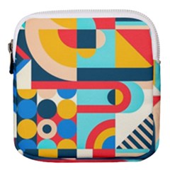 Geometric Shape Colorful Abstract Wave Mini Square Pouch by Cowasu