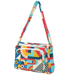 Geometric Shape Colorful Abstract Wave Front Pocket Crossbody Bag by Cowasu