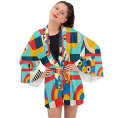 Geometric Shape Colorful Abstract Wave Long Sleeve Kimono