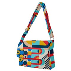 Geometric Shape Colorful Abstract Wave Full Print Messenger Bag (m) by Cowasu