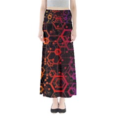 Abstract Red Geometric Full Length Maxi Skirt by Cowasu