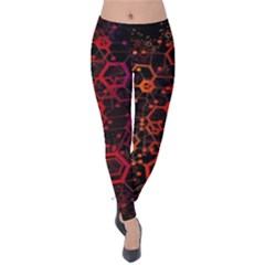 Abstract Red Geometric Velvet Leggings