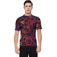 Abstract Red Geometric Men s Short Sleeve Rash Guard