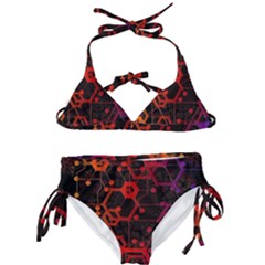 Abstract Red Geometric Kids  Classic Bikini Set