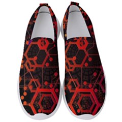 Abstract Red Geometric Men s Slip On Sneakers by Cowasu