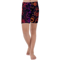 Abstract Red Geometric Kids  Lightweight Velour Capri Yoga Leggings