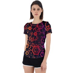 Abstract Red Geometric Back Cut Out Sport T-shirt by Cowasu