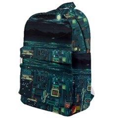 Night Black City Neon Sky Stars Moon Abstract Classic Backpack by Cowasu