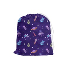 Space Seamless Pattern Drawstring Pouch (large) by pakminggu