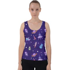 Space Seamless Pattern Velvet Tank Top