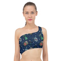 Monster Alien Pattern Seamless Background Spliced Up Bikini Top  by pakminggu