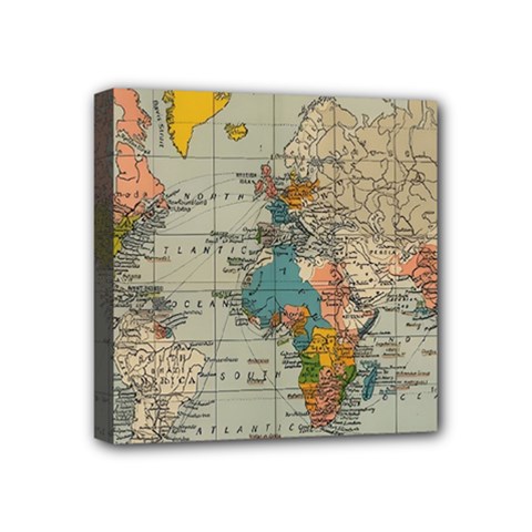 Vintage World Map Mini Canvas 4  X 4  (stretched) by pakminggu