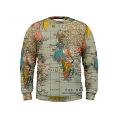 Vintage World Map Kids  Sweatshirt by pakminggu