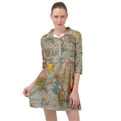 Vintage World Map Mini Skater Shirt Dress by pakminggu