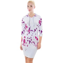 Blot-01  Quarter Sleeve Hood Bodycon Dress