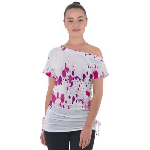 Blot-01  Off Shoulder Tie-up T-shirt by nateshop