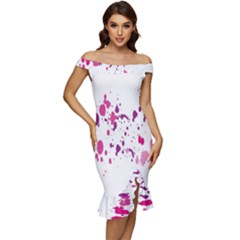 Blot-01  Off Shoulder Ruffle Split Hem Bodycon Dress