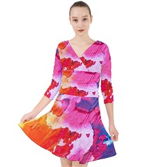 Colorful-100 Quarter Sleeve Front Wrap Dress by nateshop