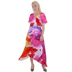 Colorful-100 Cross Front Sharkbite Hem Maxi Dress by nateshop