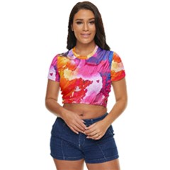 Colorful-100 Side Button Cropped T-shirt by nateshop