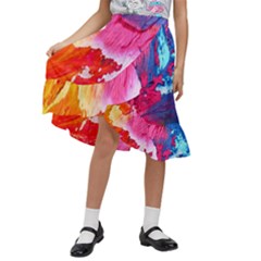 Colorful-100 Kids  Ruffle Flared Wrap Midi Skirt by nateshop