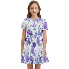 Violet-01 Kids  Bow Tie Puff Sleeve Dress by nateshop