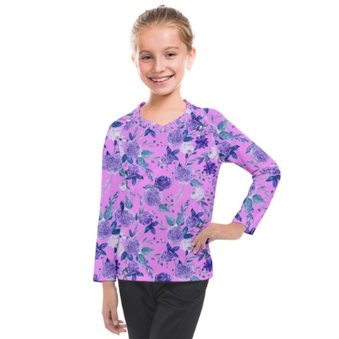 Violet-02 Kids  Long Mesh T-shirt by nateshop