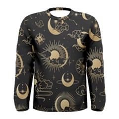 Asian Seamless Pattern With Clouds Moon Sun Stars Vector Collection Oriental Chinese Japanese Korean Men s Long Sleeve T-shirt by pakminggu