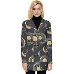 Asian Seamless Pattern With Clouds Moon Sun Stars Vector Collection Oriental Chinese Japanese Korean Button Up Hooded Coat 