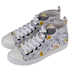 Doodle Seamless Pattern With Autumn Elements Women s Mid-top Canvas Sneakers by pakminggu