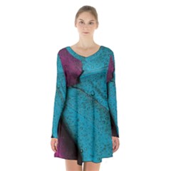 Plumage Long Sleeve Velvet V-neck Dress by nateshop