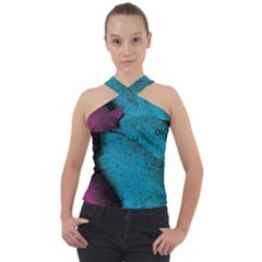 Plumage Cross Neck Velour Top by nateshop