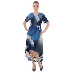 The Great Wave Off Kanagawa Front Wrap High Low Dress by pakminggu