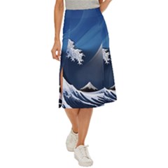 The Great Wave Off Kanagawa Midi Panel Skirt by pakminggu